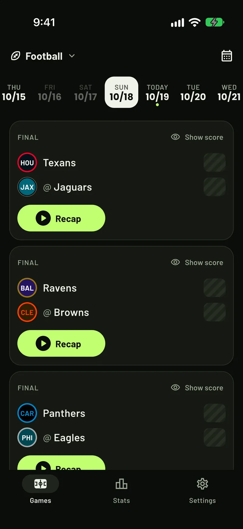 ScoreCover showing NFL games with every score covered