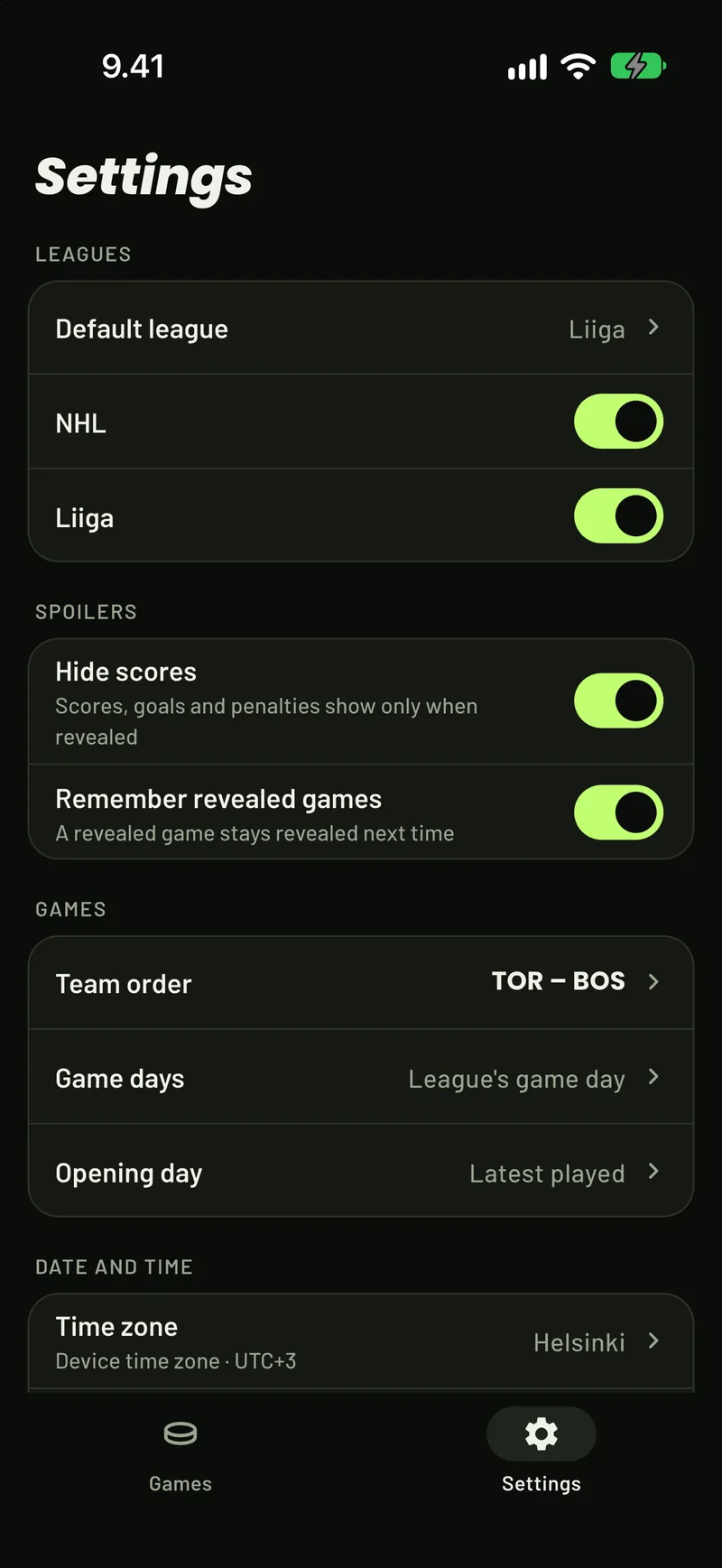 La configuración de ScoreCover: ligas, ocultar marcadores, orden de los equipos y jornadas