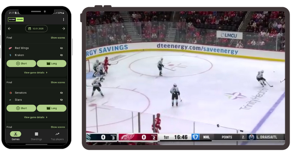 ScoreCover. Spoiler-free NHL highlights.